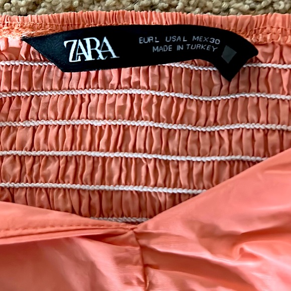 Zara Super Sexy Coral Puff Sleeve Crop Top Shirt **Size L** 🔥🔥 - Picture 5 of 5
